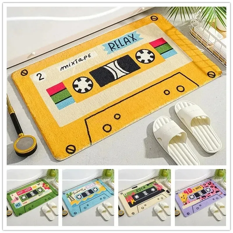 Cassette Music Tape Doormats Retro Classic Bath Mat Home Rug Non-Slip Carpet Bedroom Toilet Bathroom Kitchen Mat