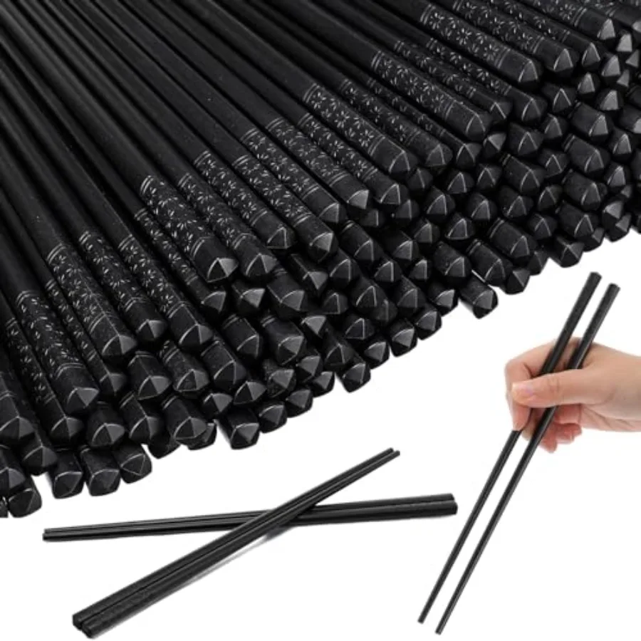

Pairs Fiberglass Reusable Chopsticks 9.5" Dishwasher Safe Black Cherry Chopsticks for Chinese Style Japanese Food Cooking Suppl