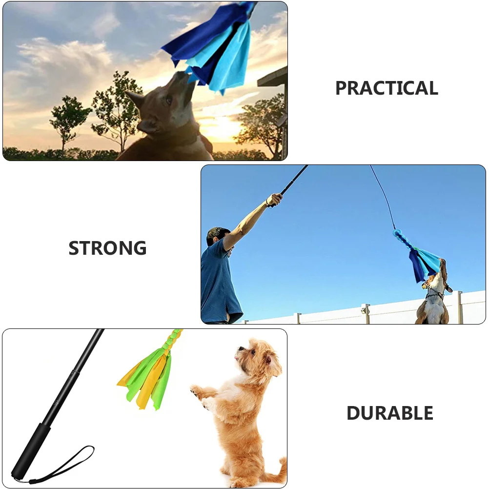 

1set Telescoping Dog Teaser Stick Super Elastic Rubber String Training Tool Extendable Flirt Pole Interactive Puppy Pet