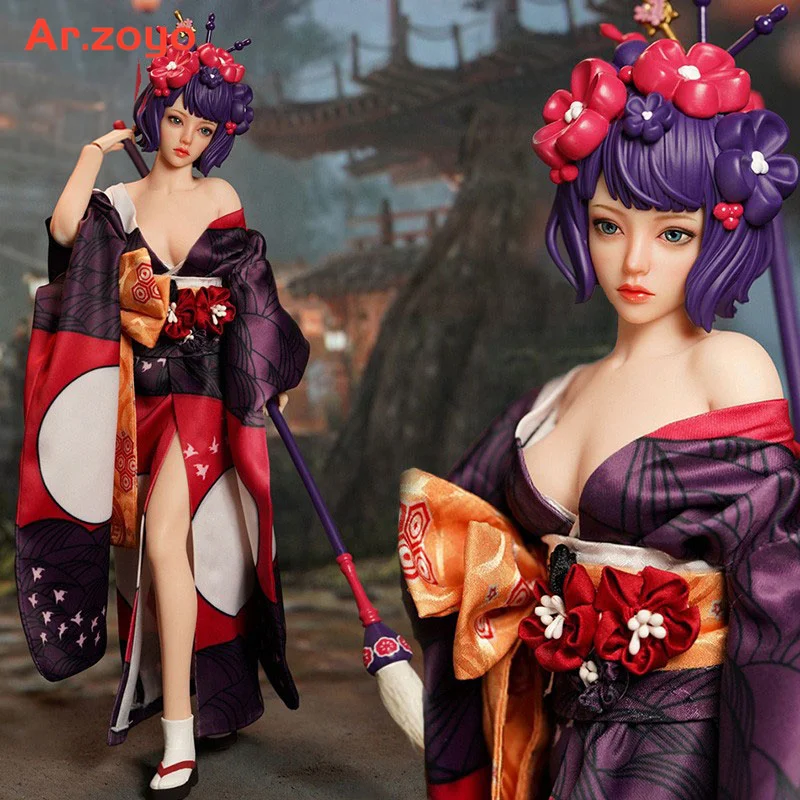 

SUPER DUCK SET060 1/6 Scale Sexy Japanese Game Katsushika Hokusai Female Head Sculpt Kimono Clothes Model for 12'' TBL S32A Body