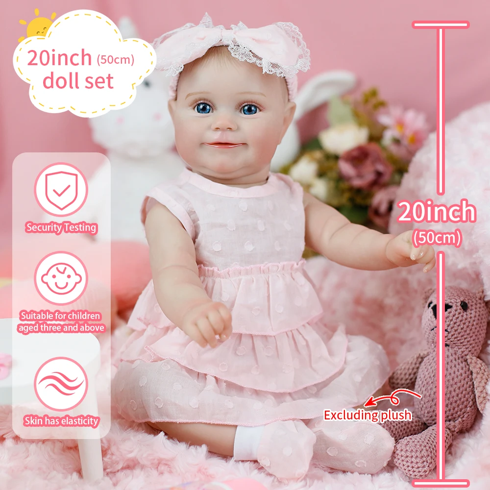 

20inch Maddie Full Body Soft Silicone Vinyl Baby Reborn Doll Lifelike Hand Detailed Painted Visible Veins for Girl Xmas Gifts