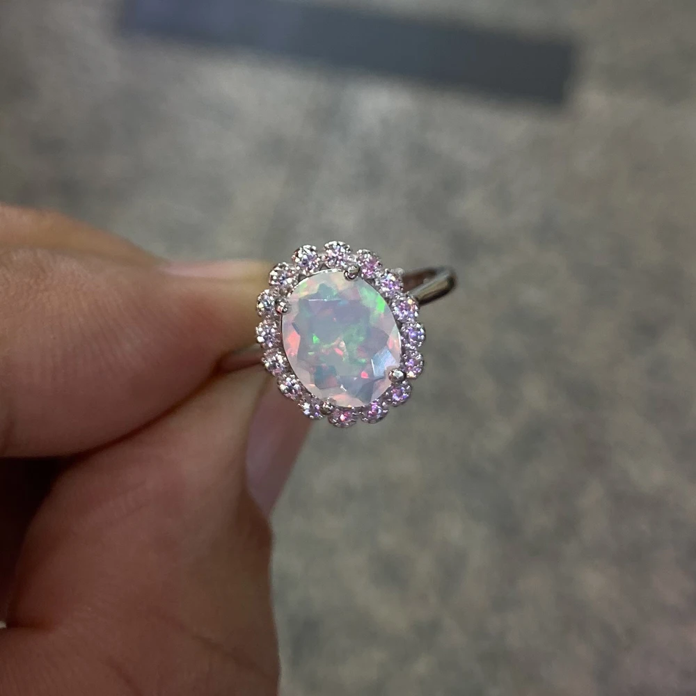 Elegant Natural White Opal Rings Sterling 925 Silver October Birthstone 10*8mm for Women Birthday Party Fine Jewelry - view 5