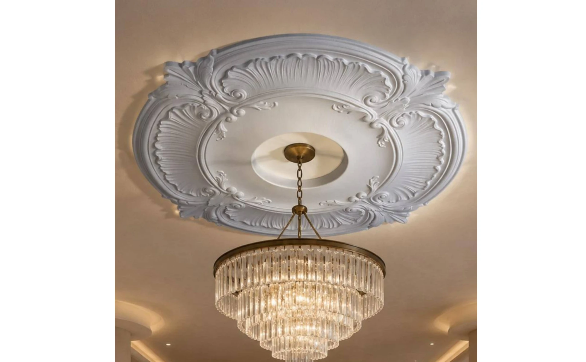 Round PU Ceiling Medallion Scroll Decorative Ceiling Medallion Light Plate Lightweight Trim Collar Easy to Install Round PU Ceiling Medallion Scroll Decorative Ceiling Medallion Light Plate Lightweight Trim Collar Easy to Install