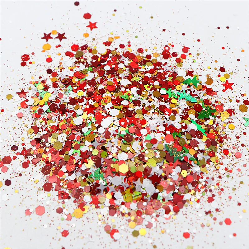 Christmas Nail Sequins Mixed Pentagram Dot Snowflake Christmas Tree Sequins Glitter DIY Nail Accessories 10-20g