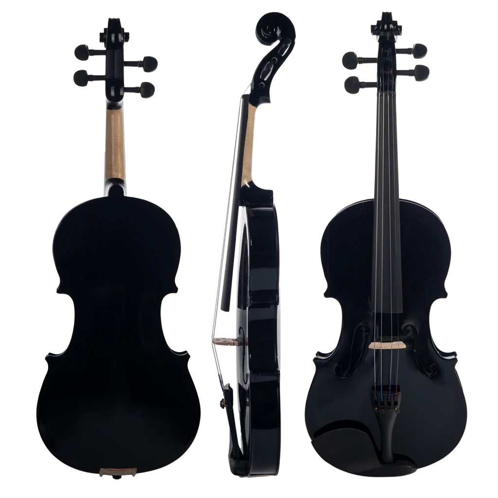 NAOMI 4/4 Full Size Acoustic Violin Colored Basswood Fiddle Black Solidwood Fitted Violin With Carrying Case Brazilwood Bow