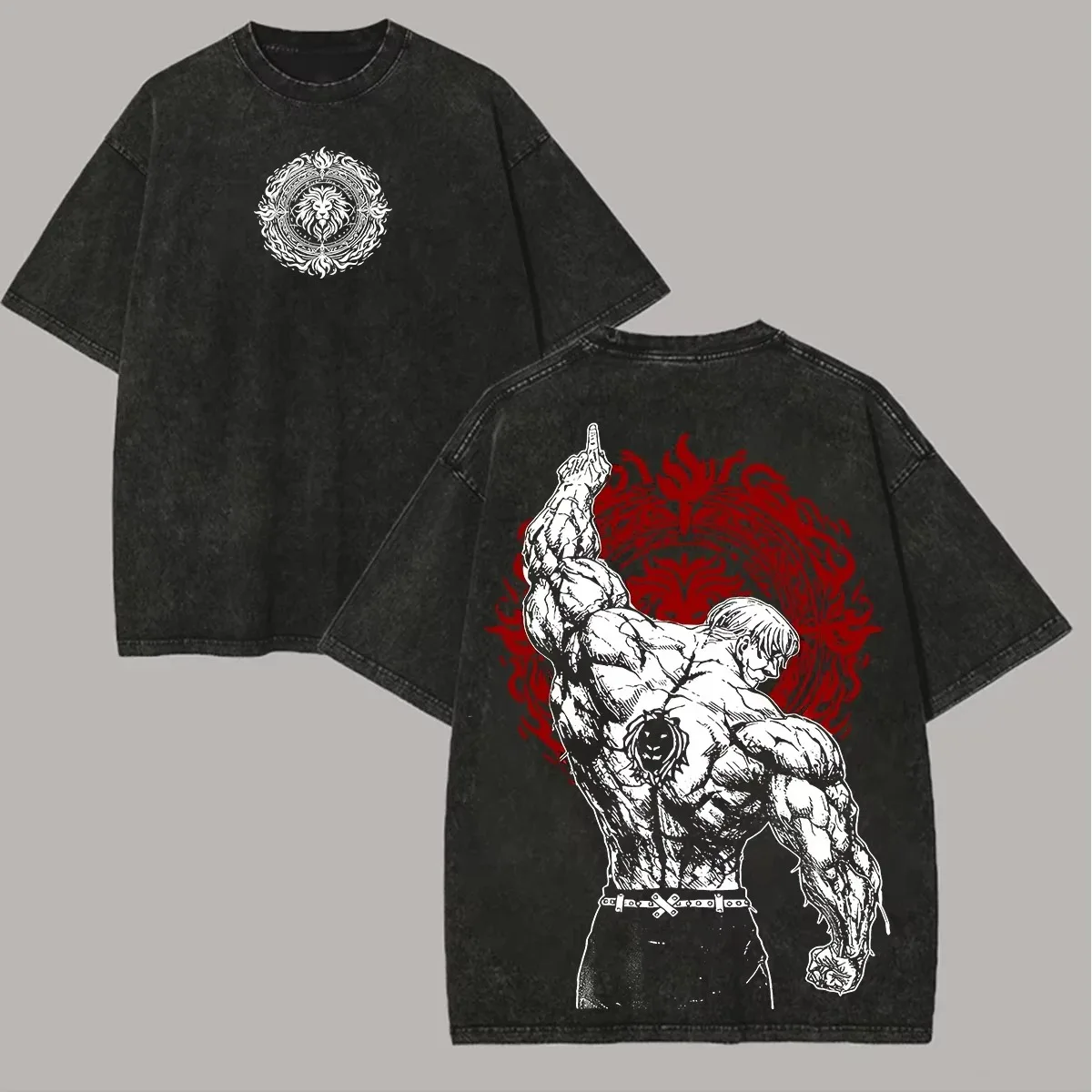 Camiseta Vintage con Estampado Gráfico de Escanor del Anime Japonés Los Siete Pecados Capitales, Unisex, Retro, Holgada, Estilo Harajuku Y2K, de Algodón, para Verano