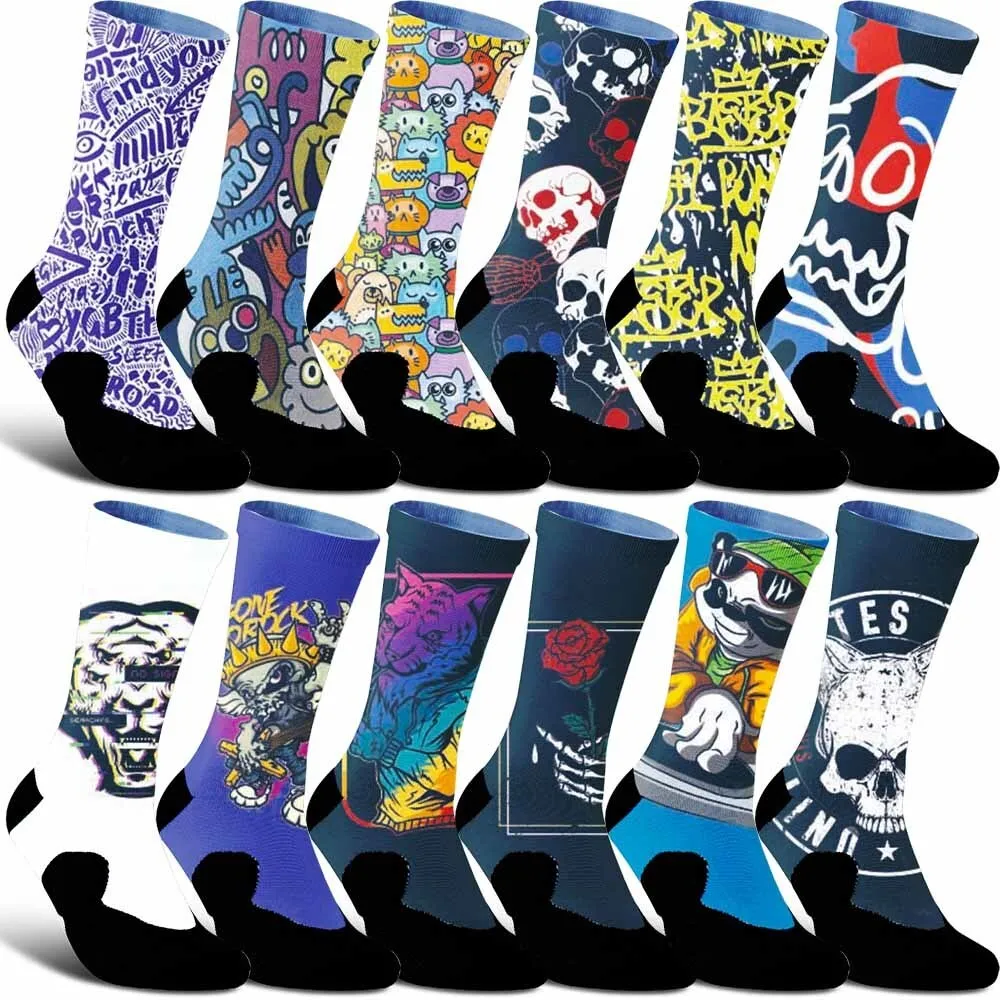 Creative Skeleton Hand Pattern Sports Cycling Socks with Rose in Hand, Fashionable, Unisex, Sweat Absorbing, Breathable, Durable