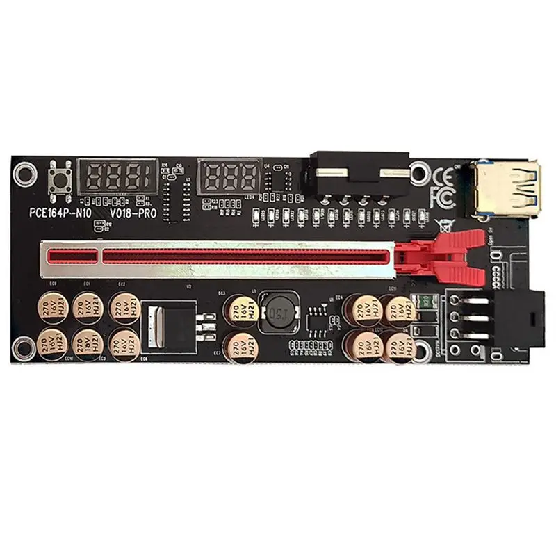 X64A-6X VER018 PRO PCI-E Riser Card USB 3.0 Cable 018 PLUS PCI Express 1X To 16X Extender Pcie Adapter For BTC Mining(Red)