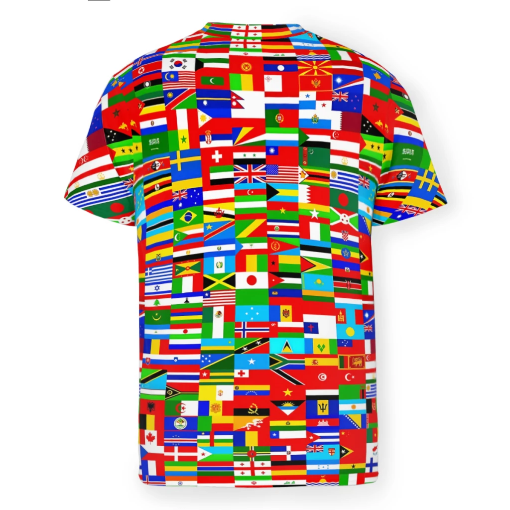 Color Polyester TShirts Flags Of The World Print Homme Thin T Shirt Hipster Tops