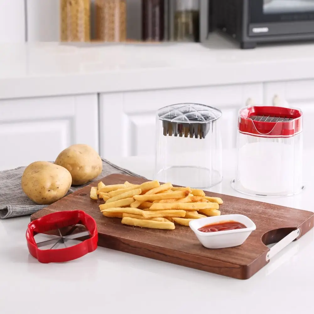 

Manual French Fry Potato Cutter Hand Press Labor-saving Vegetable Grid Slicer with Container Efficient Fruit Cutter Kids
