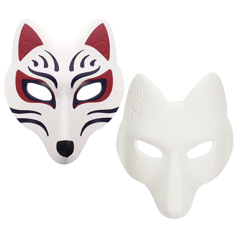 

2 Pcs Furred Fox Mask Masks Cosplay DIY Halloween Eva White to Decorate Miss for Adults