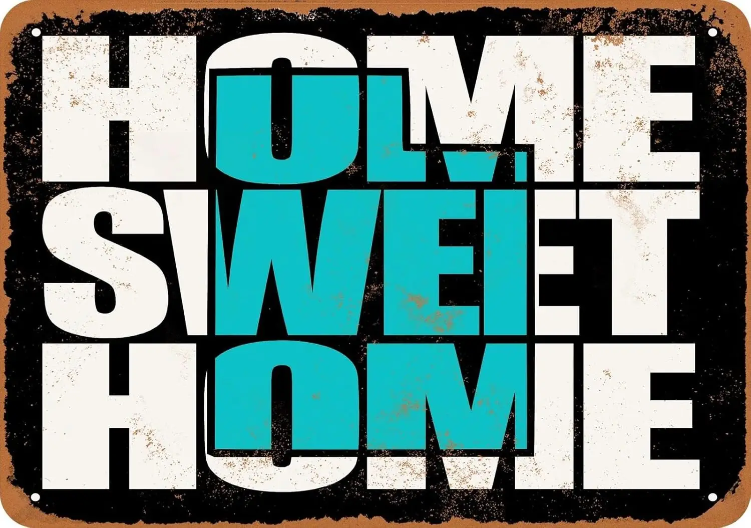 ANWND Vintage Home Sweet Black Teal Metal Tin Signs Aluminum Sign 16 x 12 inches for Indoor ; Outdoor Bar Coff