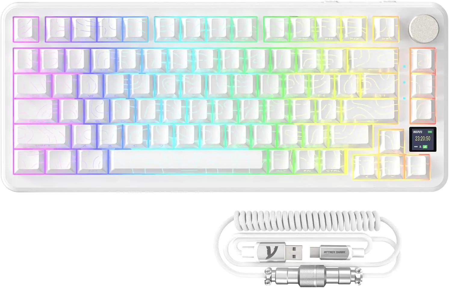 

ATTACK SHARK X85PRO 75% Wireless Mechanical Gaming Keyboard, TFT Display, RGB, Hot-Swap, White