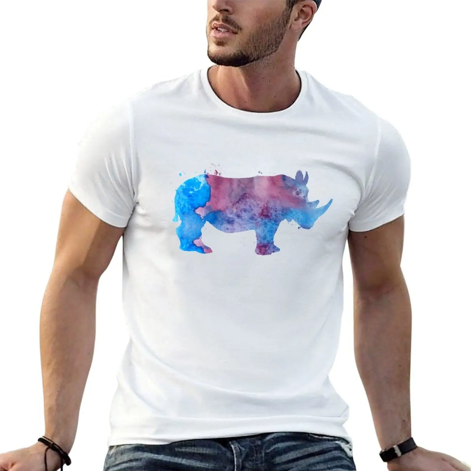 

A Rhino T-Shirt mens graphic t shirts t shirt man luxury cotton t shirts man 100% T-shirt