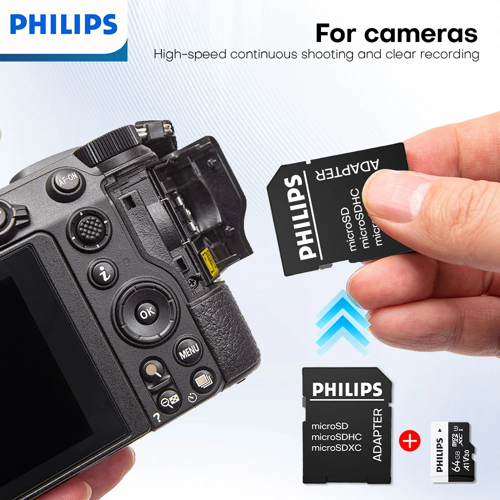 Philips Ultra Micro tf SD card 256GB 128GB 64GB Mini SD Card SD/TF Flash Card Memory Card 16g 32g miniSD With Adapter for Camera