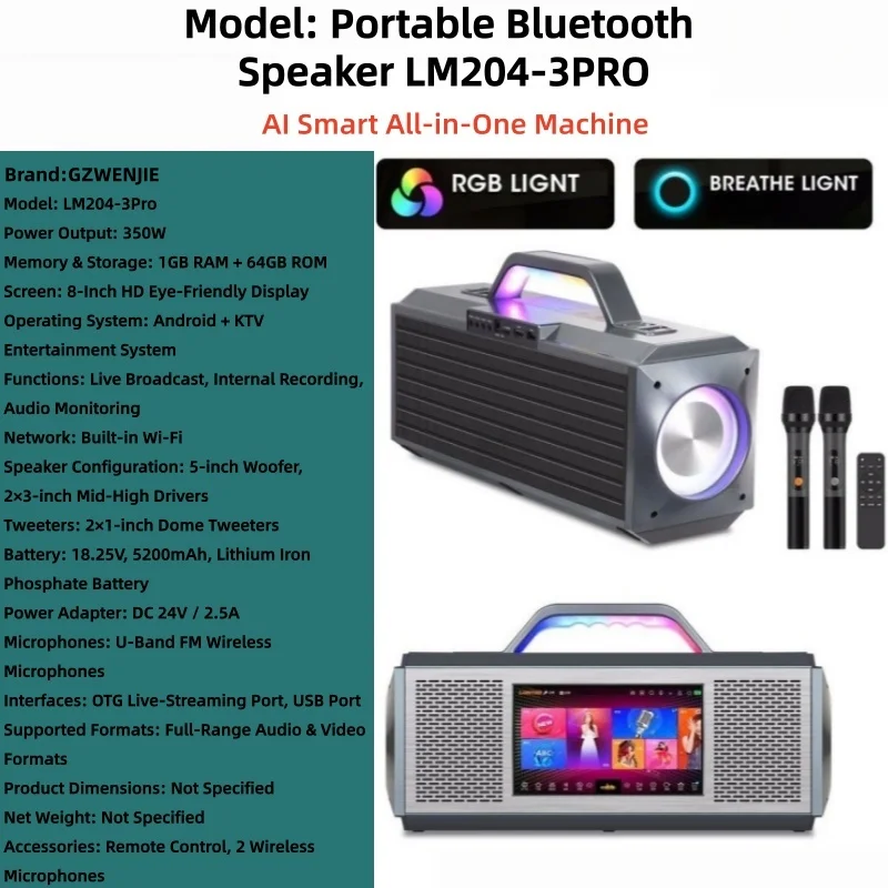 Portable and Lightweight Bluetooth Speaker Suitable for Outdoor Travel Portable Player with High Power Output Audio System