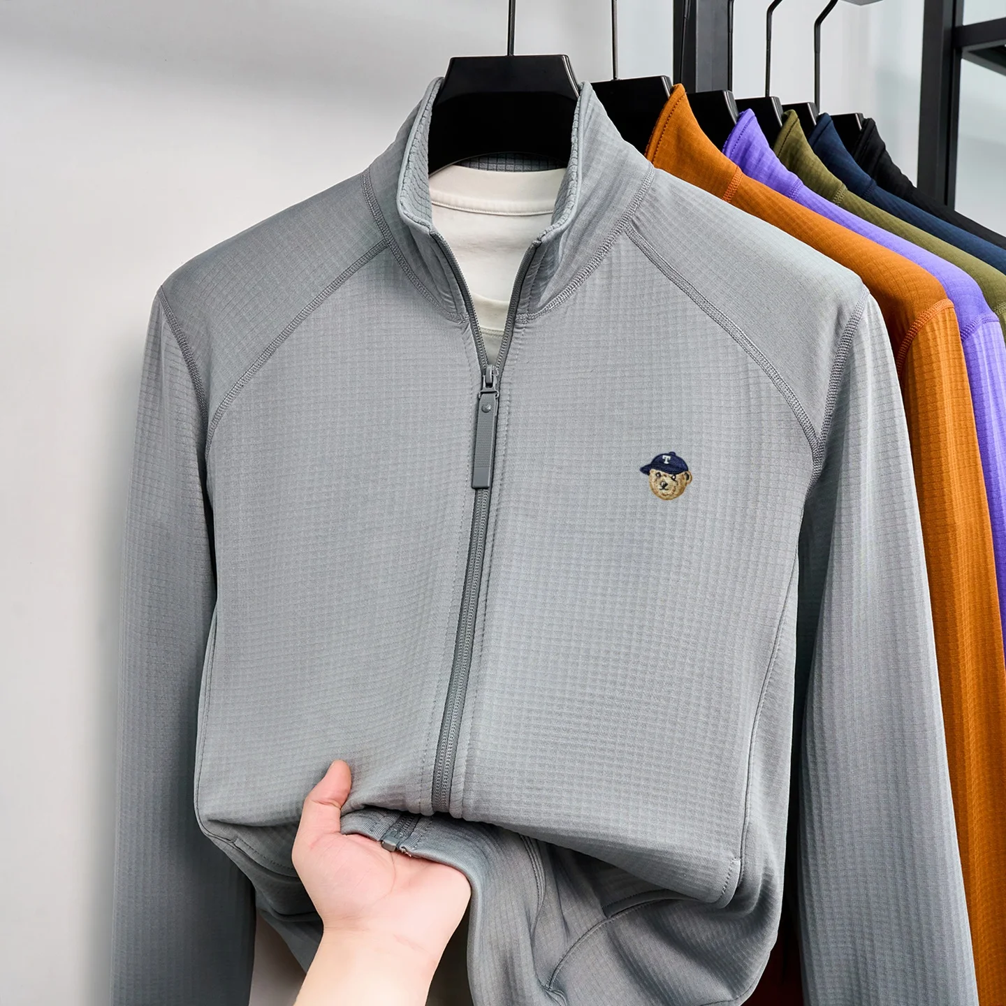 Trend new cartoon embroidered men's jacket brand high-quality comfort pocket youth casual stand collar zipper coat luxury top