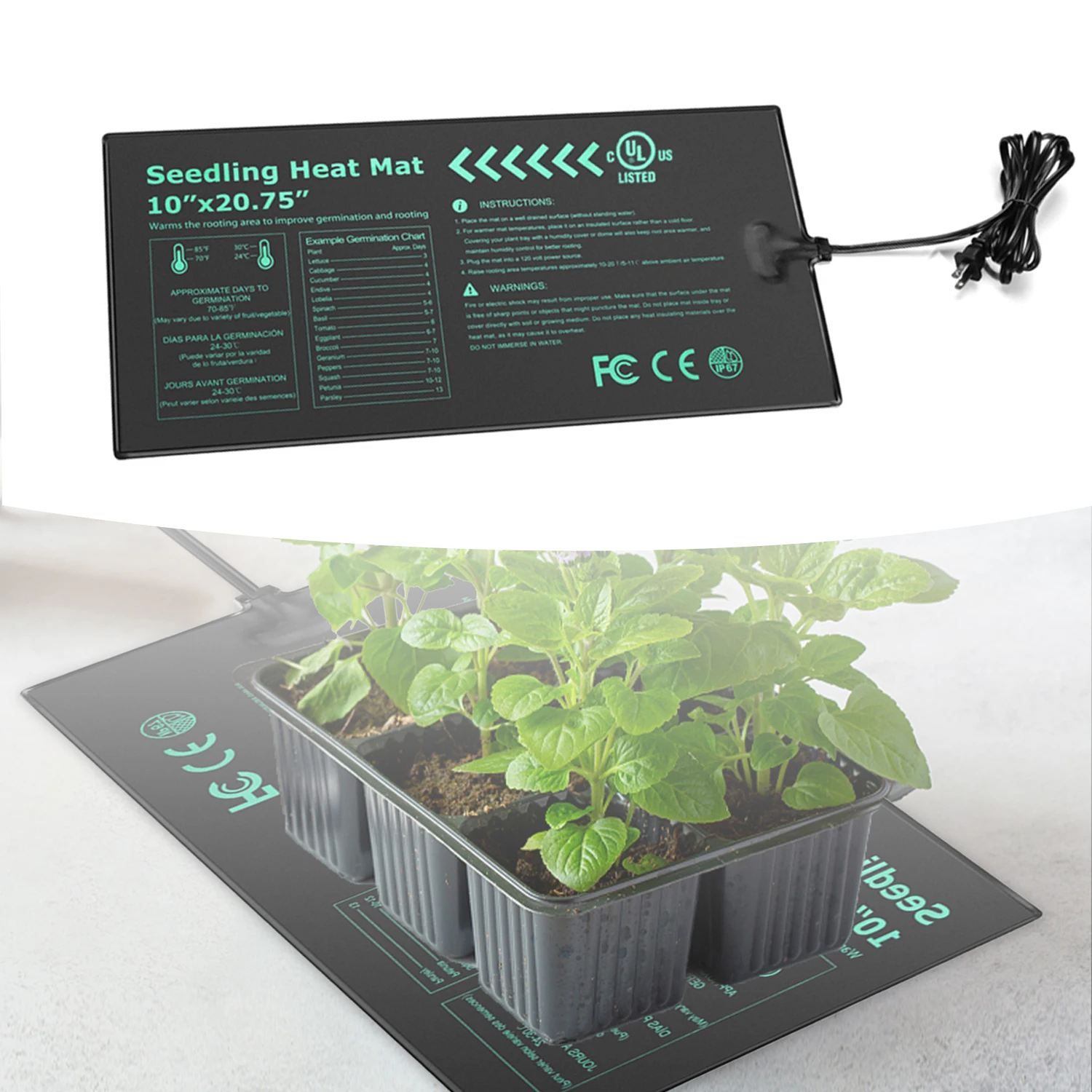 

EU/US Plug Seedling Plant Heat Mat for Seed Starting Pad Mat Garden Supplies