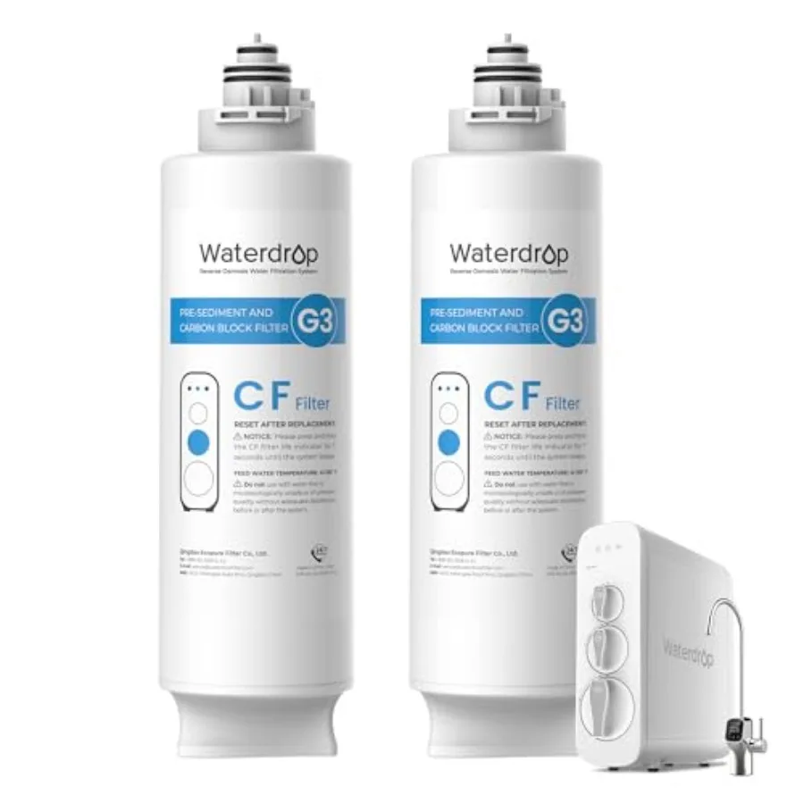 

WD-G3-CF Filter Replacement for WD-G3-W WD-G3P600 and WD-G3P800-W Reverse Osmosis System 6-month Lifetime 2-Pack