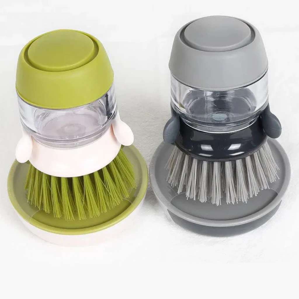 Household automatic liquid addition brush pot, portable pressure liquid dishwashing cleaning brush