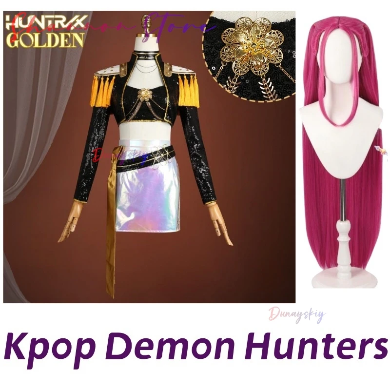 Kpop Demon Hunters Mira Cosplay disfraz peluca Huntrix Idol Correa borlas chaqueta Falda corta rendimiento Halloween carnaval traje