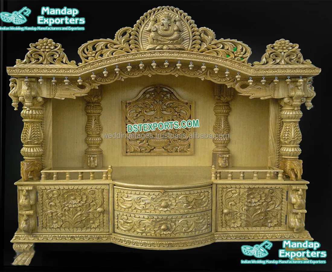 Exclusive Big Size Teak Wood Temple Collection Large Size Teak Wood Natural Temple Traditional Designer Carved Mandir