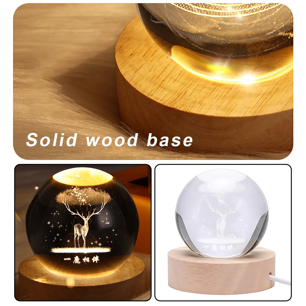 Lampe de nuit boule de verre avec base en bois, ajouter une touche d'indépendance à la chambre, décoration unique, cadeau d'anniversaire