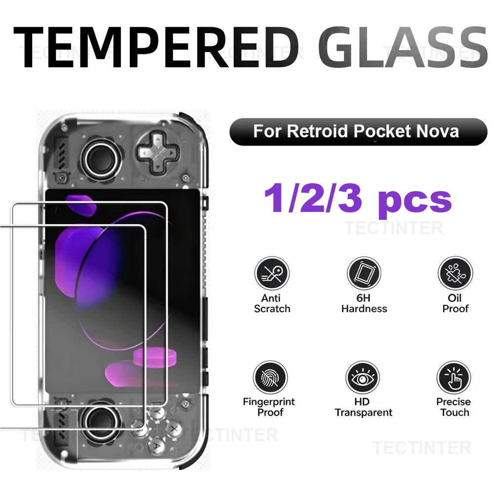 For Retroid Pocket Nova Tempered Glass Screen Protector RPNova Handheld Game Console 9H HD Tempered Film Cover Accessories