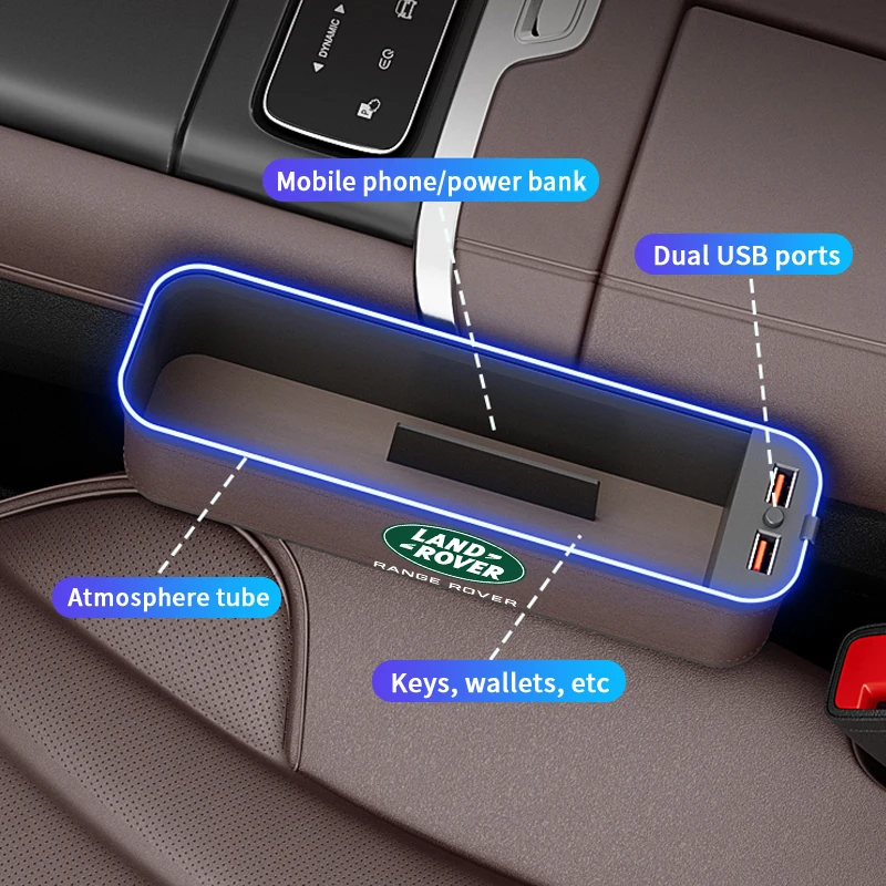 For Land Rover Range Rover Evoque Velar Freelander Defender Discovery 4 Car USB Charging Multifunction Seat Crevice Storage Box