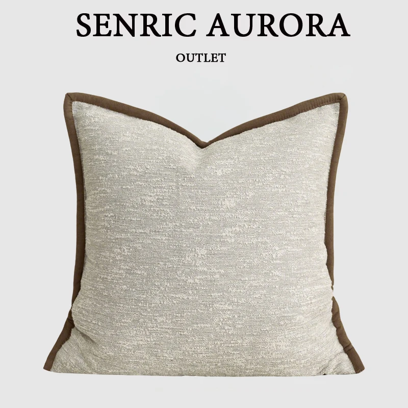 

Design Luxury Cushion Cover 30x50 45x45cm Cotton linen Beige Small Texture Edged Pillowcase For Home Hotel Bed Living Room Sofa