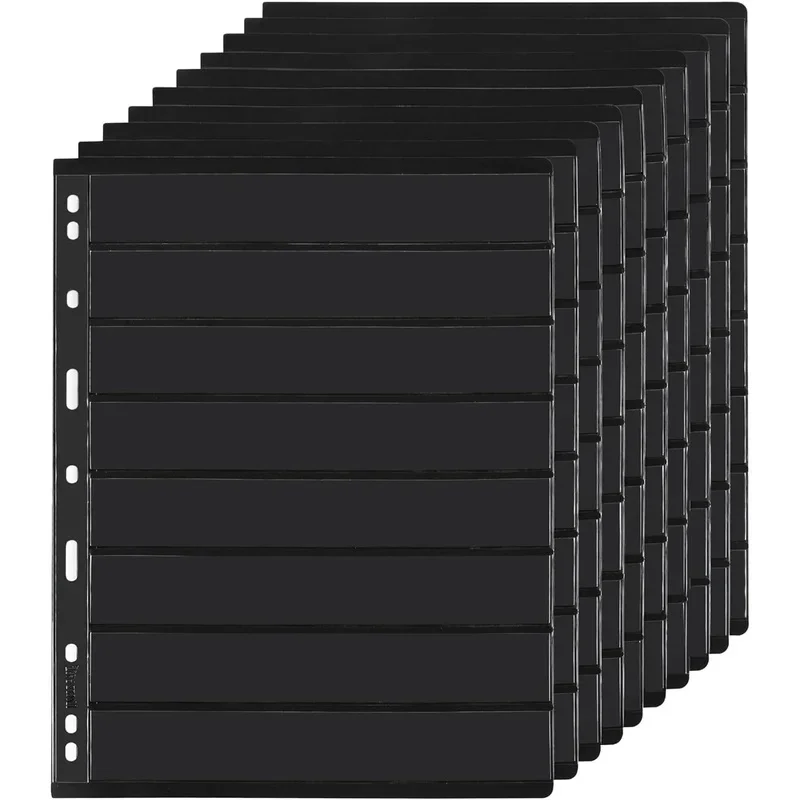 Premium 8-Pocket Stamp Album Pages, 10PCS, 9-Hole Clear Acid-Free Sleeves for Stamp Binders, Collectible Stamps Display