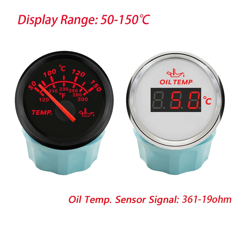 

Popular Waterproof 52mm Waterproof Oil Temp Gauge Meter 50-150℃ with Red Backlight 12V 24V for Car Boat Yacht Universal