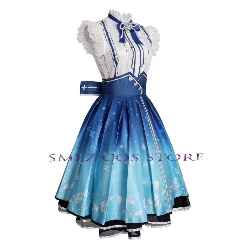 

s;3,t'7\b/Blue Starry Sky Cosplay Costume Game Infinity Nikki Heroine Women Cute Lolita Dress Floral Memor2;d,6'v\8/