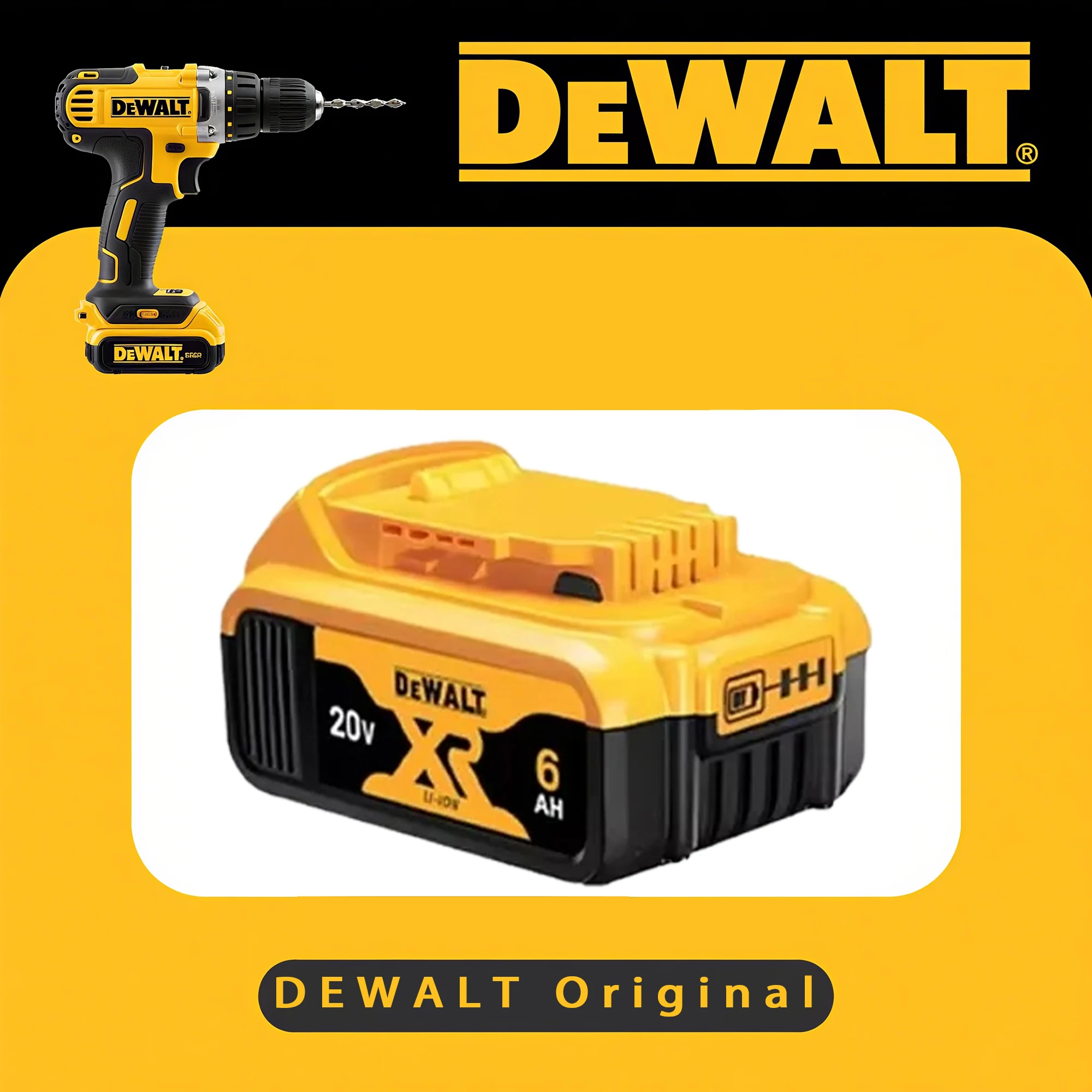 100% originální baterie DEWALT 20V, elektrické nářadí Dewalt DCB606, DCB205, DCB206, DCBGene, DCB200 MAX, 20V, 60V, 6AH, 9AH, originální DeWalt - náhled 5