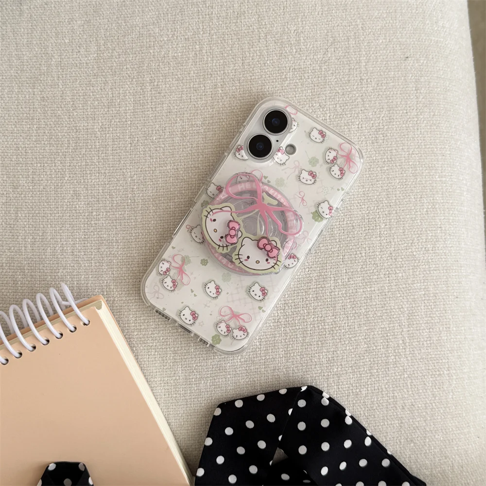 

Cute bow Hellokitty new phone case for iPhone 14, 15, 16 Pro Max 14 Pro cover with magnetic stand shockproof protective cover1