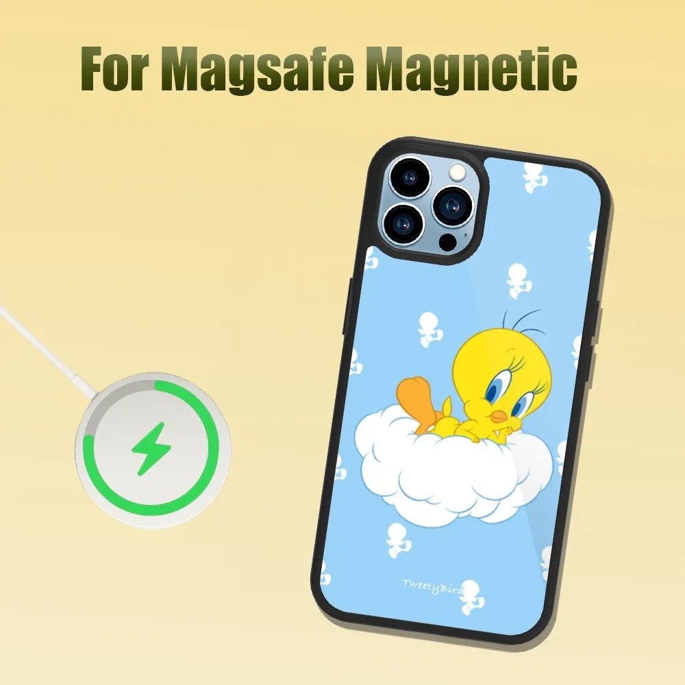 Cartoon T-Tweety Bird P-Piolin Phone Case For iPhone 13 12 11 14 15 Pro Max Plus Magsafe Magnetic Wireless Charging