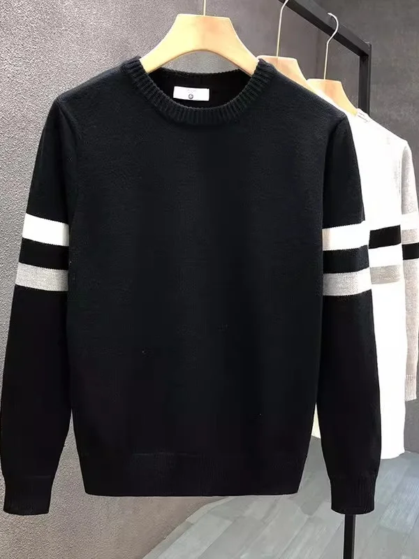 

Faionable round Ne Knitwear Men's Casual Inner Wear Base irt Stripe Pattern Autumn Winter New Sle Comfortable Polyest...