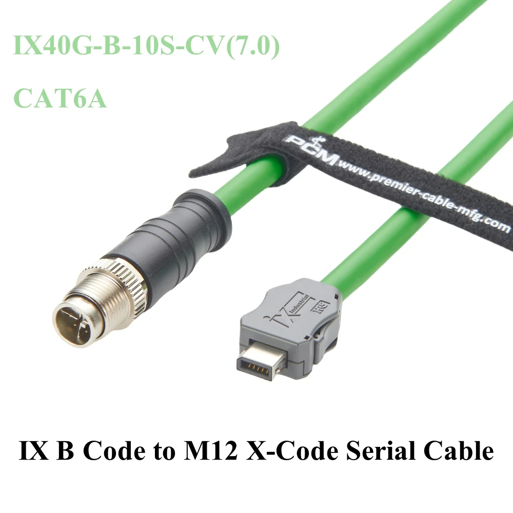 IX40G-B-10S-CV(7.0) IX B Key to M12 8Pin X-Code Male Cord IX 10P Type B Industrial Cat6A Serial Cable SFTP for Industrial Camera