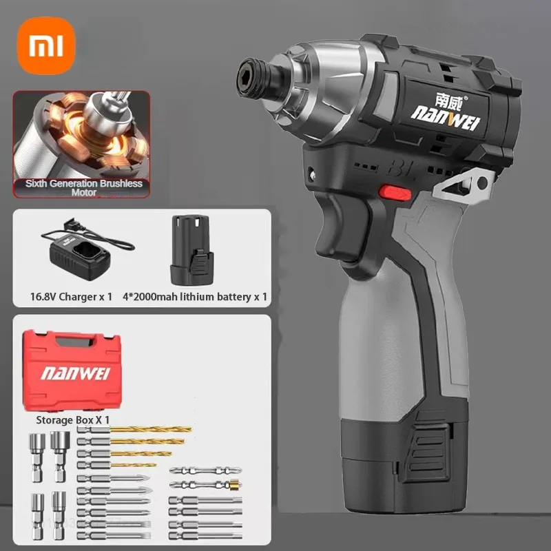 Xiaomi Nanwei Brushless Electric Impact Drill Wireless Electric Screwdriver Set USB Rechargeable Household Screwdriver Tools KIT