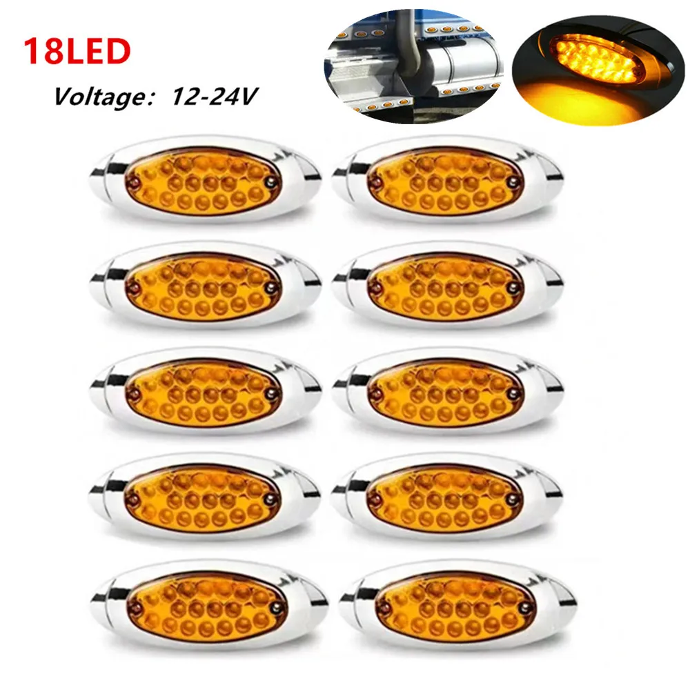 

10PCS LED Truck Side light Clearance Turn indicator Light Taillight 16LED 12V 24V Car Trailer Caravan BUS Van Side Marker Light