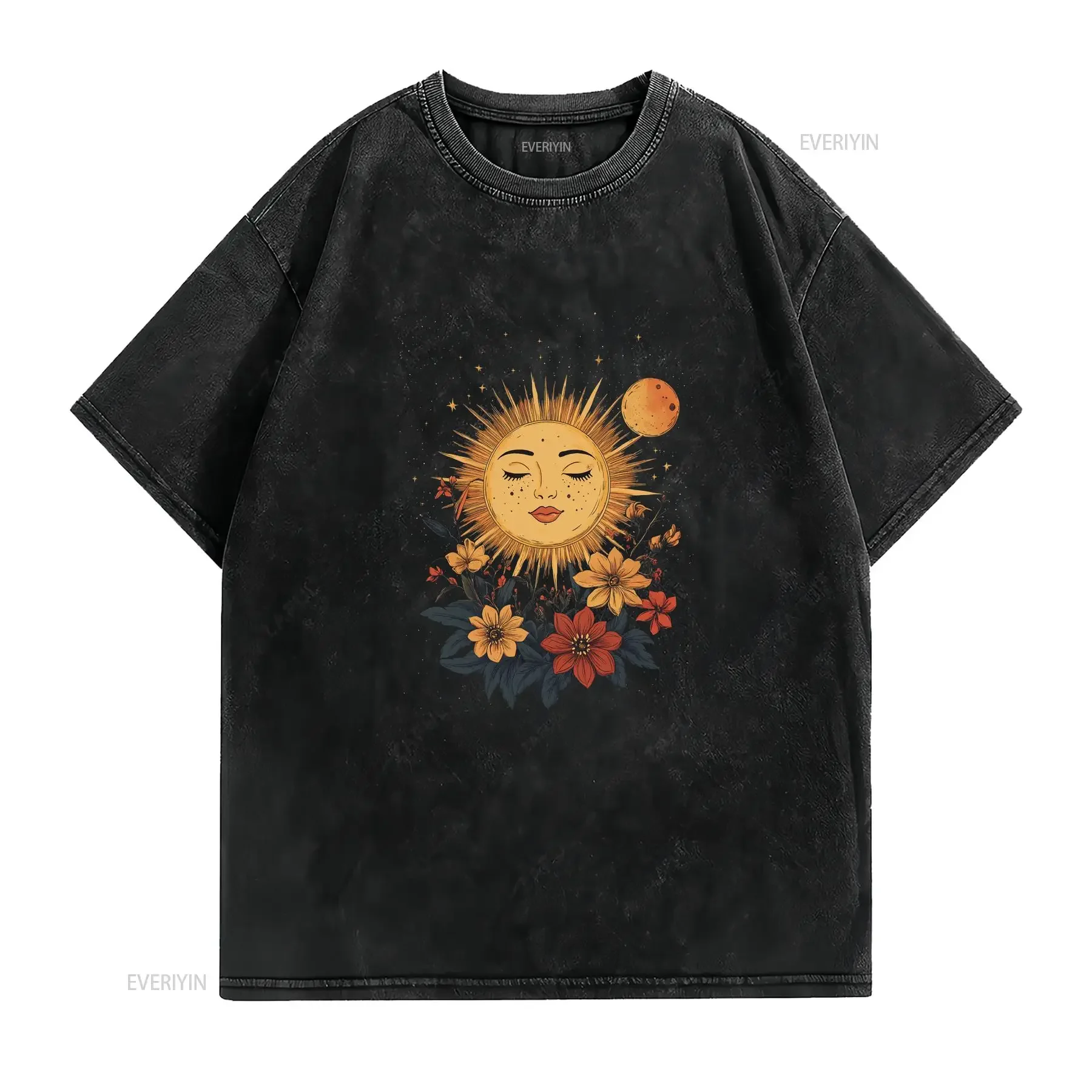 Boho Celestial Floral Moon Phase T Shirt Vintage Mystical Fairycore Witchy Occult SweaT Astrology Goblincore Clothing vintage
