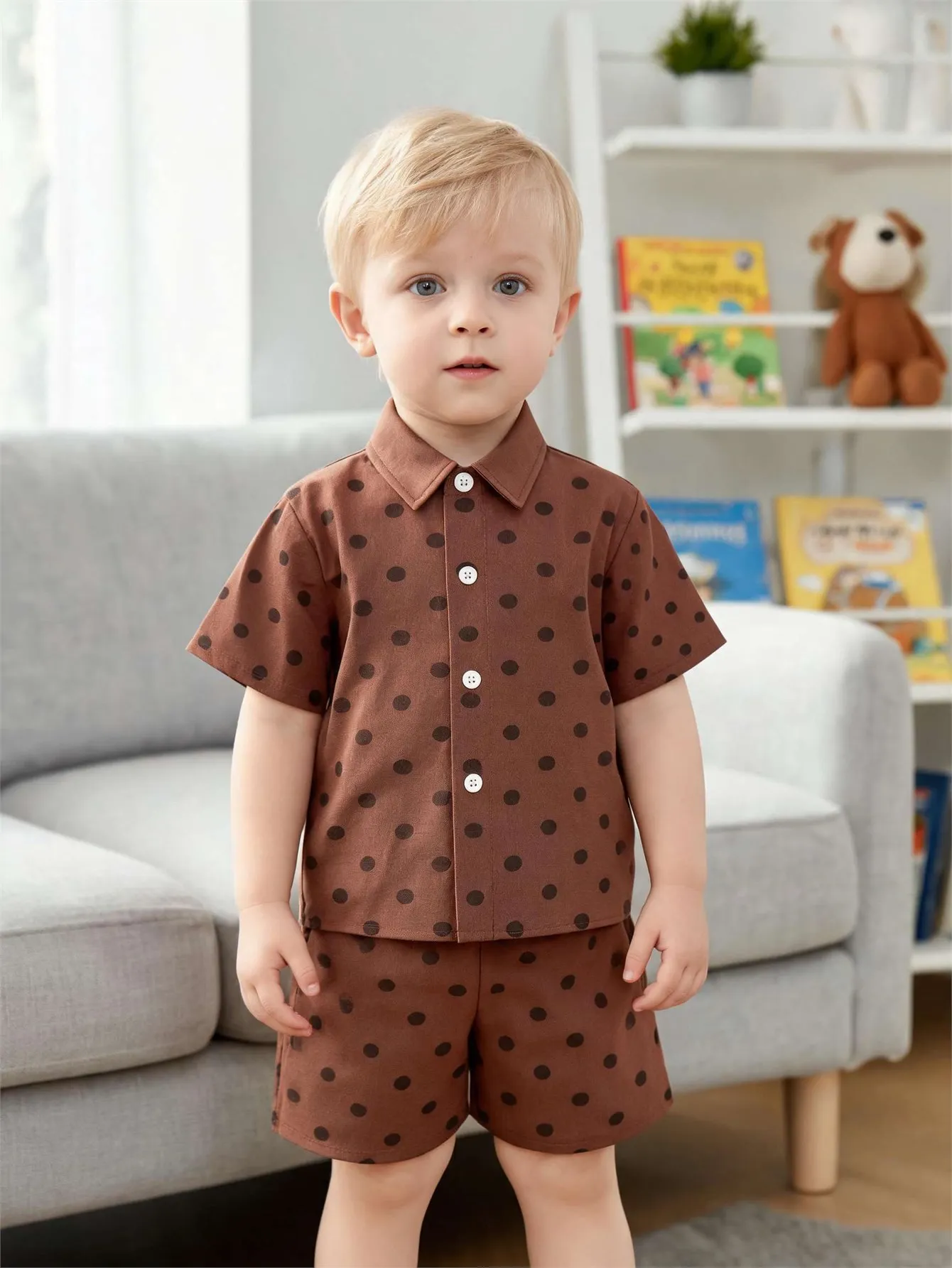 Baby boy shirt short sleeved shorts set summer style breathable, sweat absorbing, quick drying fabric comfortable and versatile