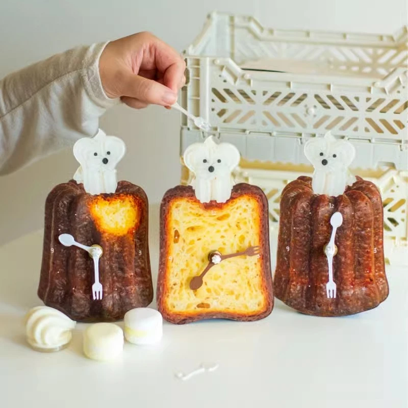 

Cute cream dog Bread Toast Clock Decor Whimsical Resin Table Clock for Cheerful Mood Cozy Corners and Delightful Daily Vibes