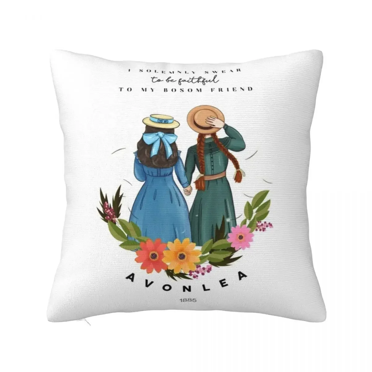 Anne with an E and Diana from Avonlea Green Gables - Best Friends Throw Pillow Christmas Covers Cushion Cover For Sofa