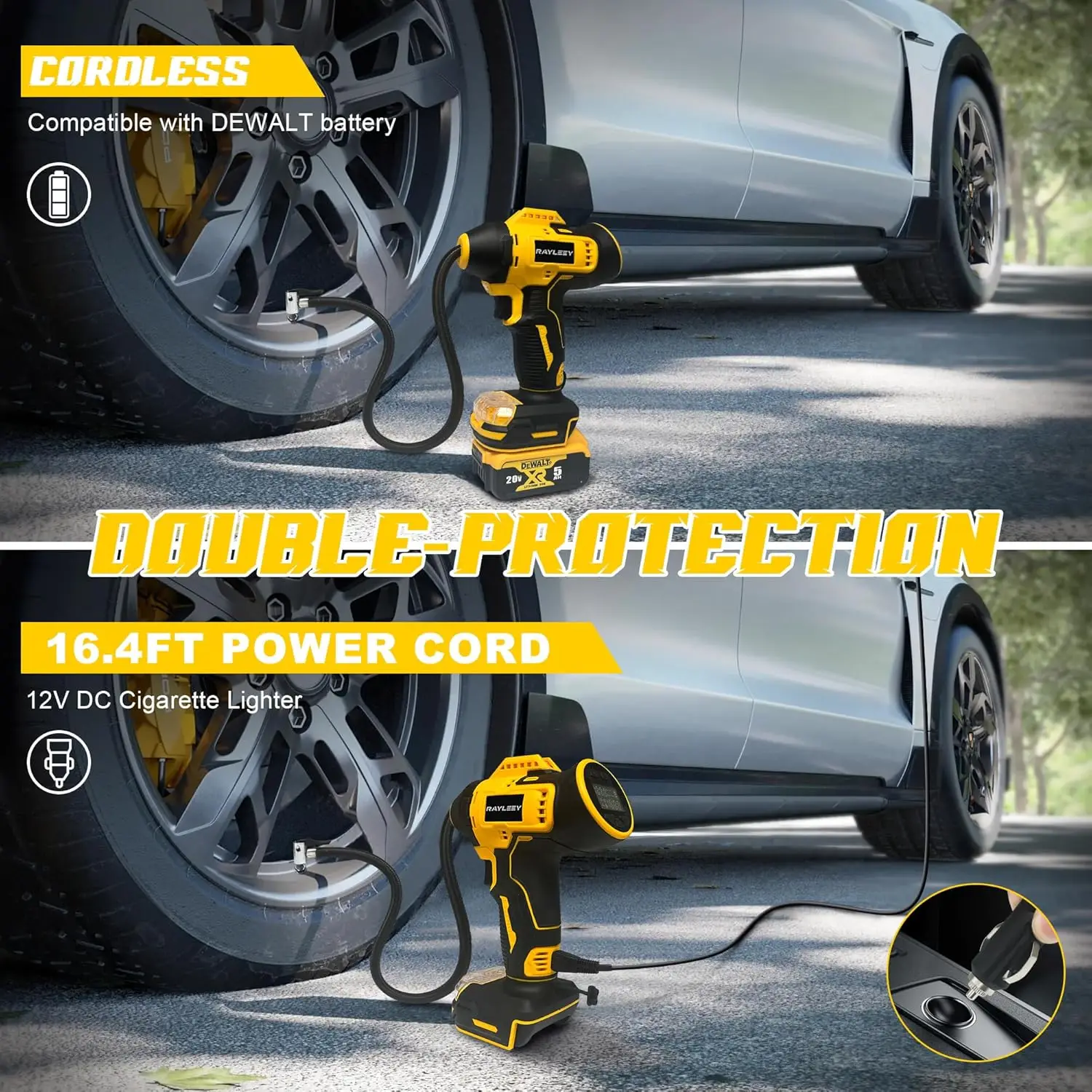 Portable 160PSI Air Inflator for MAX 20V Battery, Auto-Shut Off, Fast Inflation Tool for Car, Motorcycle, Bike, Ball