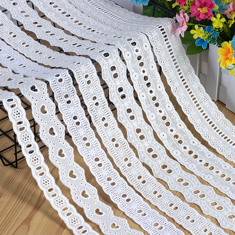 Small Wide Cotton Embroidery Hollow Lace Trim, DIY Clothes, Skirt Hem Fabric, Decorative Accessories, 5Yard/Lot