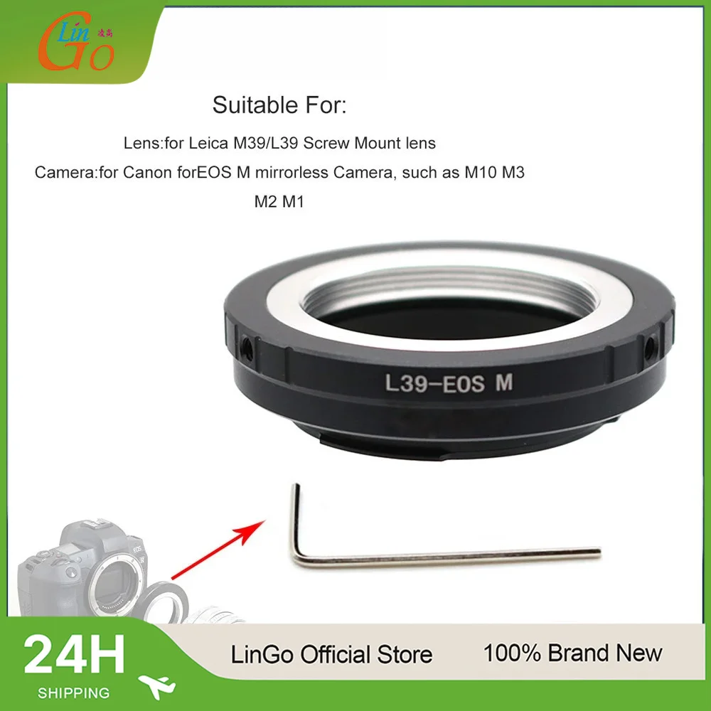 LinGo M39-EOS M Lens Adapter Ring For L39 M39 39mm Screw Mount Lens To For Canon EOS-M Camera EF-M Mirrorless Camera