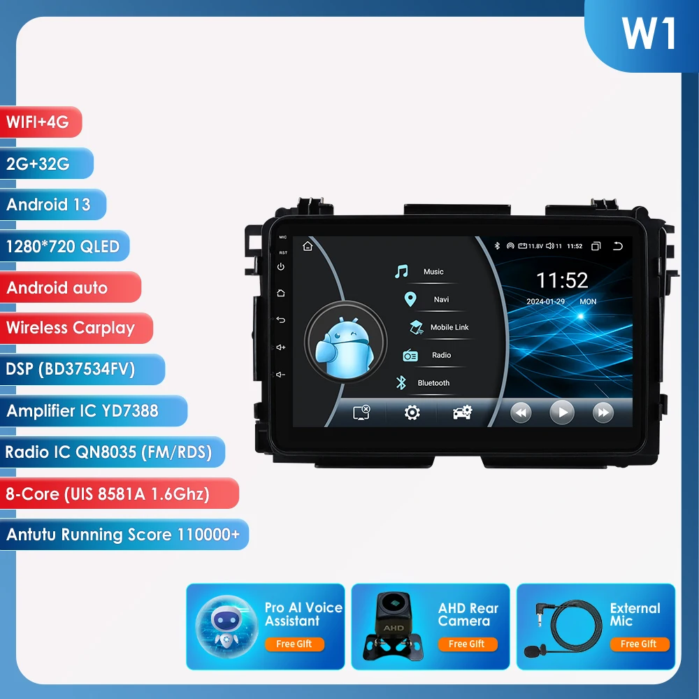 CarPlay Android Auto autoradio voor Honda Vezel HR-V HRV XRV 2013 - 2022 GPS Intelligent Systems Stereo Multimedia Autoradio 4G