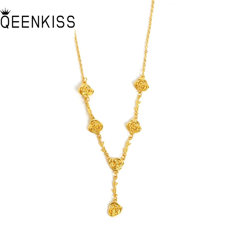 

QEENKISS Rose Gold Necklace+Ring Jewelry Set For Women Wedding Party Birthday Christmas Bride Girlfriend Mother Lady Gifts JS576