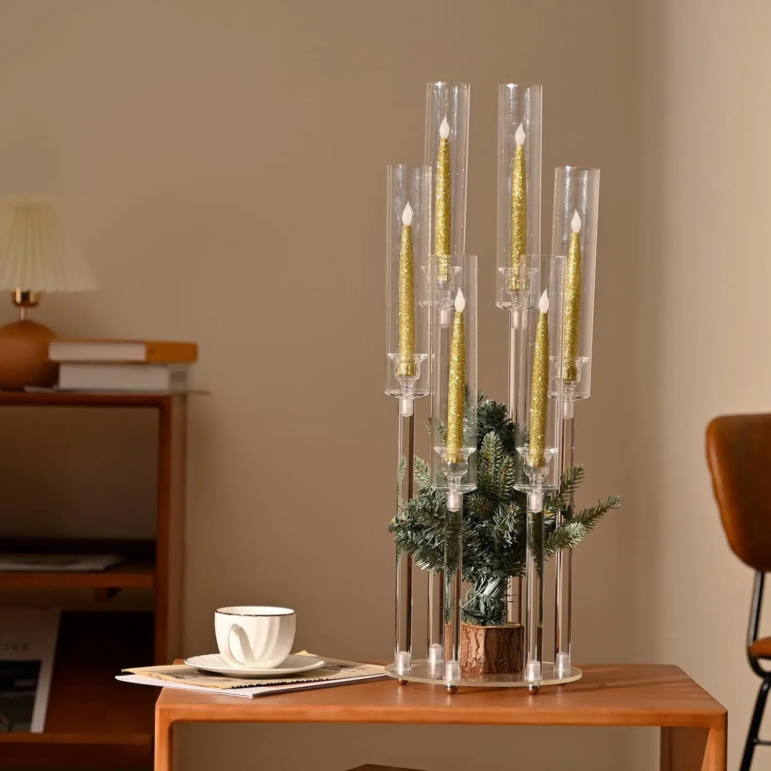 Acrylic 6-head candlestick: suitable for weddings, hotels, western restaurants, and romantic parties and homes